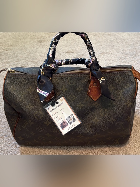 Louis Vuitton Handbags - Louis Vuitton speedy 30 Monogram Tote with Black Scarf-Wrapped Handles